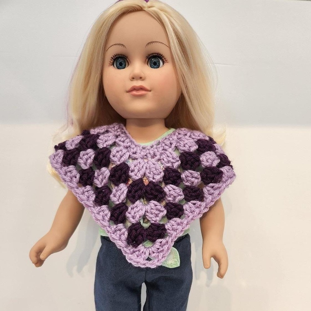 Handmade Crochet Poncho for 18"‎ doll - American Girl, My Life, Our Generation